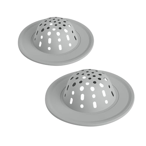 Spectrum Silicone Sink Strainer 2-Pack - Flexible Kitchen Sink Drain Strainer, Fits Standard Sinks, Drain Guard Catch Food Debris for Sink Protection, Easy Removal, Dishwasher Safe, Oyster Gray - color: Oyster Gray, size: 2 Pack