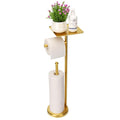 Noonext Gold Toilet Paper Holder Stand, Freestanding Toilet Paper Stand with Tray for Small Items, Toilet Paper Holder with Shelf, Storage Space for 4 Extra Toilet Paper Rolls (Gold) - color: Gold