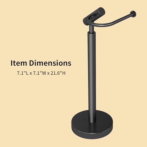 YUMORE Heavy Weighted Toilet Paper Holder Stand, No Drill Freestanding Bathroom Tissue Roll Stand, Stable Floor Standing Paper Roll Dispenser for Bathroom, Bedroom, Vanity