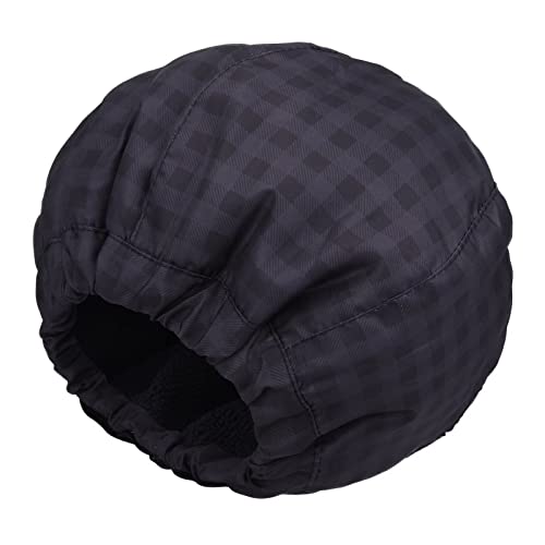 Shower Cap for Men Black Bath Cap, Reversible Large Waterproof Adjustable Shower Caps Terry Lining & Elastic Band Stretch Hem Hair Hat - color: BLACK PLAID