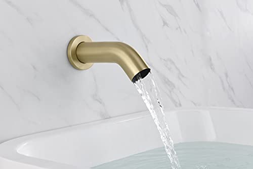 SUMERAIN 3 Handle Tub Shower Faucet Set Brushed Gold | High Pressure Waterfall Tub Spout, 3-Cross Handles, Wall Mounted, 8 Inches Rain Shower Head, Brass Rough in Valve - color: Brushed Gold