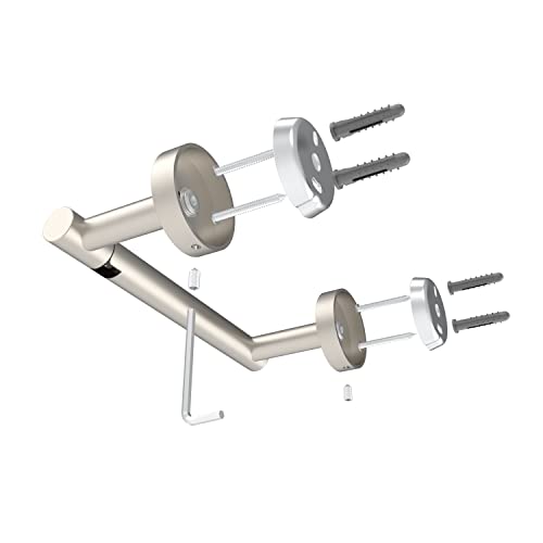 Ruacq Toilet Paper Holder Brushed Grey Double Post Pivoting Round Tissue Holders Roll Holder Hangers Toilet Paper Holders SUS 304 Stainless Steel Modern Wall Mounted - color: Brushed Nickel, size: Classic