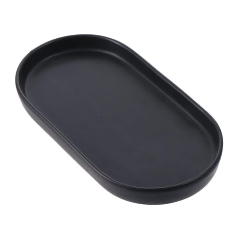 1 Pcs Ceramic Matte Black Round Soap Dispenser Tray, Multi-Purpose Lotion Bottle Hand Sanitizer Dispenser Bottle Mouthwash Cup Tray for Kitchen Sink, Bathroom