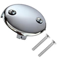 Two-Hole Bathtub Overflow Drain Cover, 81mm (3.18 inch) Diameter with 48mm Hole Spacing, Zinc Allo Cover with 2 Screws for Standard Tub (Plated Chrome) - color: Plated Chrome