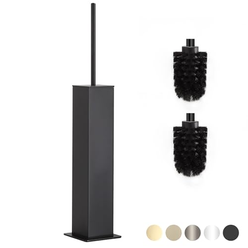 BVL Toilet Brush and Holder Set Black Stainless Steel 304 Square Freestanding Toilet Brush for Bathroom - color: Black