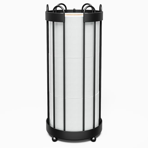 Epicano Toilet Paper Holder Stand, Freestanding Toilet Tissue Organizer, Minimalistic Storage Solution, Holds Mega Rolls-Modern Black - color: Trending Black