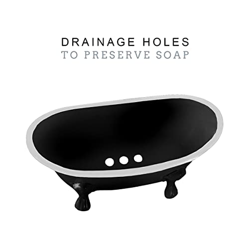 Rustic Enamel 1 Piece 5.5" Metal Clawfoot Mini Bathtub Soap Dish Mini Bath Tub Decoration Clawfoot Tub Soap Caddy Collection (Black) - color: Black