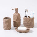 RQYIXI 4 Pcs Ceramic Bathroom Accessories Set,Matte Earth-Tone,Wabi-Sabi | Unglazed Sand Stoneware Boho Bathroom set includes: Soap Dispenser,Toothbrush Holder,Tumbler,Soap Dish - color: Engobe-4pcs