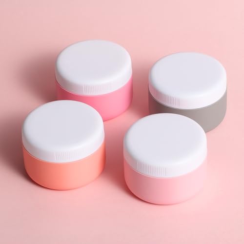 kuangre Travel Containers for Toiletries, Silicone Cream Jars BPA-Free, Leak-proof 2oz Travel Size Containers, Portable Size Silicone Jars with Lid for Cosmetic Face Hand Body Cream (4 Pack) - color: Pink, size: 2 Ounces
