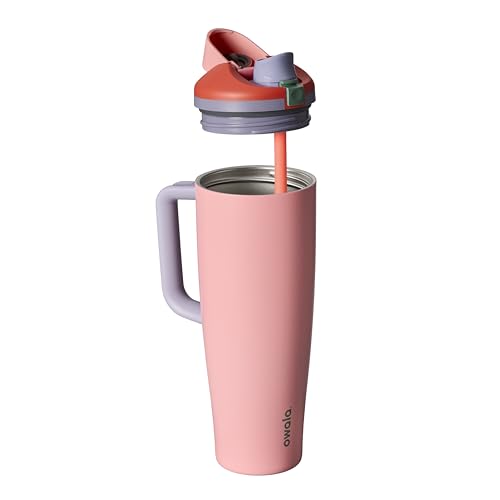 Owala FreeSip Tumbler Insulated Stainless Steel Water Bottle with Built-in Straw and Side Handle, For Travel, Work, School, and Sports, 40oz, BPA Free, Leak Proof, Sugar High - color: Sugar High, size: 40 Ounces
