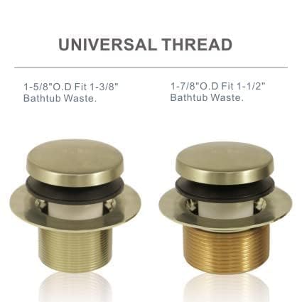 HIDROP Brushed Gold Bathtub Drain Assembly Kit, 2-Hole Overflow Faceplate | Tip Toe, Stainless Steel Bathtub Drain, Universal Fine/Coarse Thread fit 1-3/8" or 1-1/2" Tub Drain, Tub Drain Replacement - color: Gold, style: 2 Holes