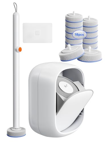 Disposable Toilet Cleaning System - Toilet Wand Kit with 36 High-Performance Refills, Wall Mounted Toilet Brush and Holder for Deep Cleaning Bathroom (Toilet Brush+18 Refills)