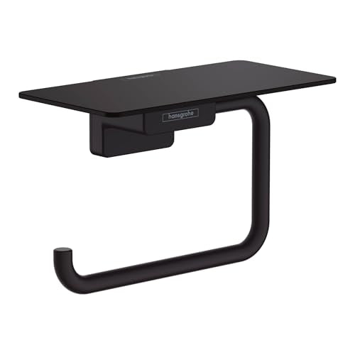 hansgrohe AddStoris Toilet Paper Holder with Shelf in Matte Black, 41772670 - color: Matte Black