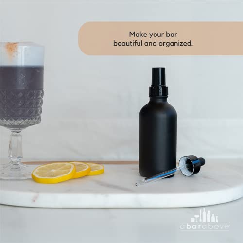 A Bar Above Cocktail Atomizer Spray Bottles and Dropper Set, Small Spray Bottle Set for Your Bar, Versatile Atomizer Glass Bottles, Small Bitters Bottle, Mini Bottles, Black, 4 Ounces - color: Black, size: 4oz