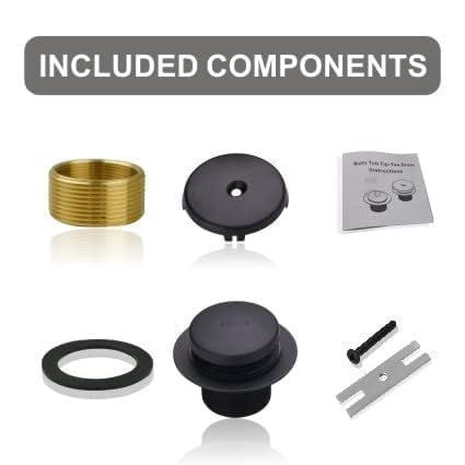 Black Bathtub Drain Tip-Toe Single Hole,Welsan Tub Drain Trim Set Conversion Kit Assembly, Coarse Thread Replacement Trim Kit with 1-Hole Overflow Faceplate Includes an Adapter, Matte Black - color: Black, style: 1 Hole