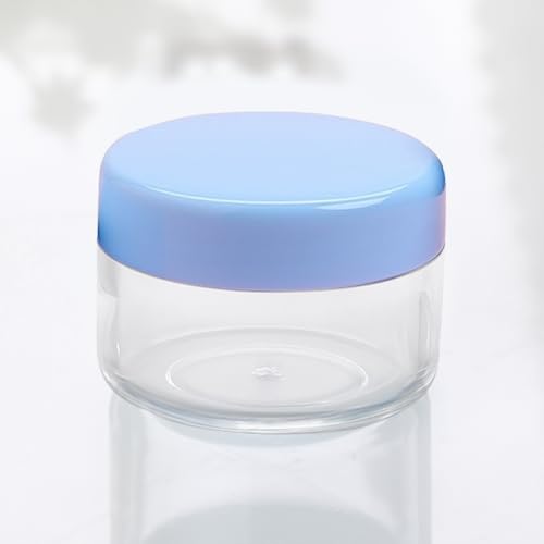 12 Pcs 15ml/0.5oz Small Travel Containers, 4 Pcs Makeup Spatula, Clear Plastic Cosmetic Jar Refillable Roun for Lotion Cream Products Sample Bottles, Plastic with Screw on Lid Container (blue) - color: blue