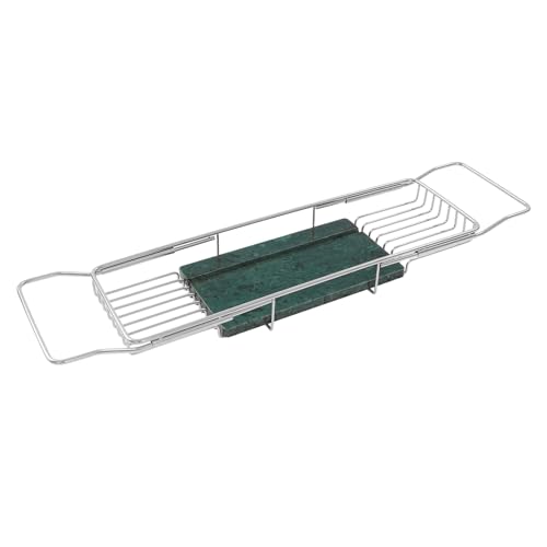 Expandable Bathtub Tray,Bathtub Tray Caddy for Luxury Bath Expandable,Expandable Range 68-90cm/26.77-35.43 in (Silver+Green) - color: Silver+green