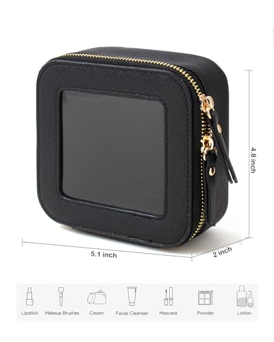 Travel Clear Makeup Bag Set, TSA Approved Cosmetic Bag Case with Zipper Portable Makeup Pouch Toiletry Bag Traveling Cosmetic Organizer Storage Bag Car Organizer Car Essentials - color: Mini Black