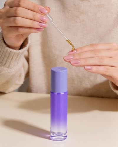 Worldgsb 4 Pack Essential Oil Roller Bottles, 10ml Refillable Glass Roller Bottles with Stainless Steel Roller Balls and Caps for Travel, Perfume and Lip Gloss Purple Gradient - color: Purple-Gradient, style: 4 Pack