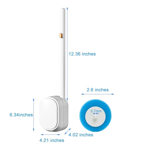 Wall Mounted Disposable Toilet Brush and Holder Toilet Bowl Cleaner with 18 pcs Refills Sponges Pad Replacement Brush Heads (1x Toilet Brush + 18 pcs Refills)
