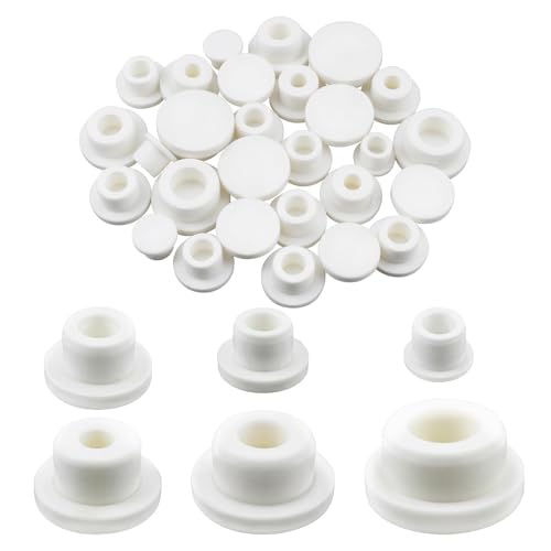 24 Pcs Silicone Bathtub Jet Covers, 6 Sizes Waterproof Hole Plugs, Universal White Tube Plugs, Reusable Flexible End Caps for Bathtub Jets, Bottles, Pipes