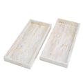 PEMAR Set of 2 Mother of Pearl Bathroom Tray for Counter, 11" Wooden Vanity Tray for Perfume Makeup Kitchen Sink Countertop Organizer, Toilet Tank Tray, Valet Tray (White Tiles) - color: White Tile