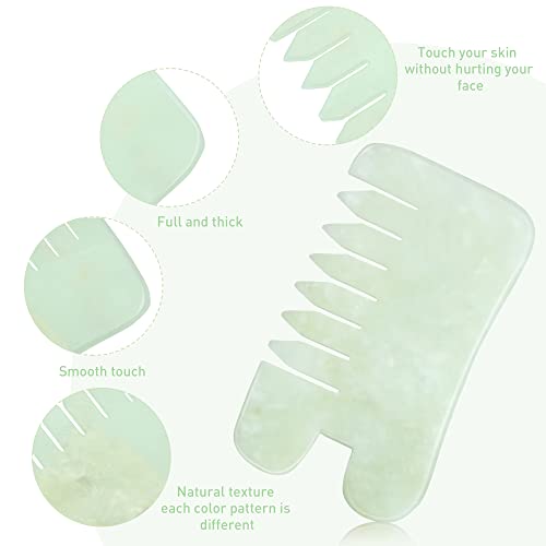 BBTO 2 Pcs Jade Comb for Scalp Massage Gua sha Comb for Head Body spa Hair Multifunctional Handheld Massage Tools(Classic Style) - style: Classic Style
