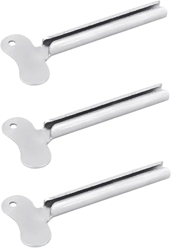 3 Pcs Silvery Metal Tube Squeezer Keys, Toothpaste Metal Hair Dye Color Key Roller Dispenser Tool Durable Processingl, Daily Living Tube Squeezing Aids