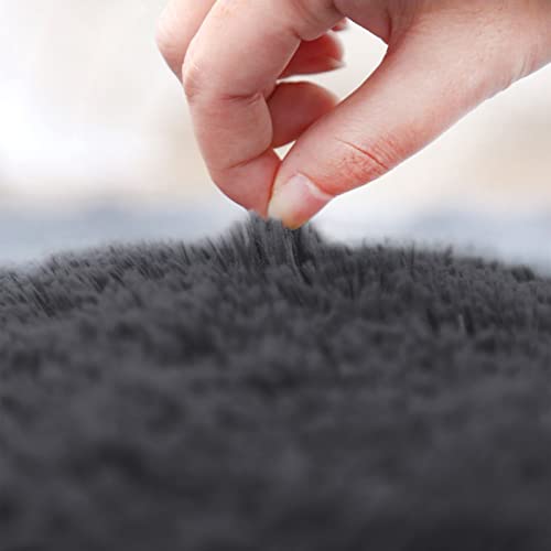 Ultra Soft Non Slip Bath Rug Set - 3 Piece Absorbent Chenille Bathroom Mat for Tub, Shower, Toilet Floor - Plush Solid Color (Grey) - color: Grey