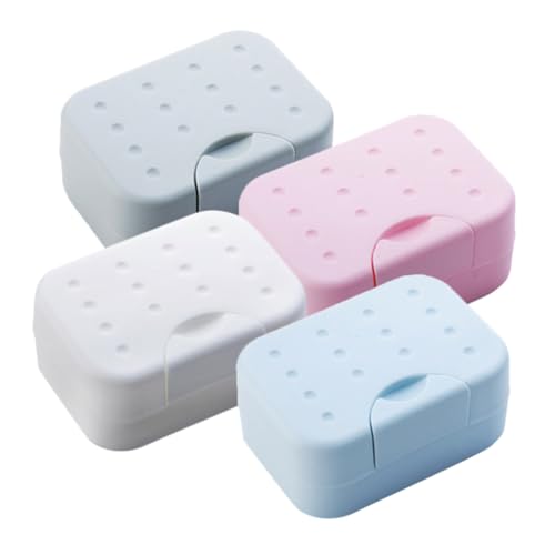 TOYANDONA 4pcs Travel Soap Box Set with Leakproof Lid Portable Plastic Bar Soap Holder Waterproof Washing Case for Bathroom and Outdoor Use