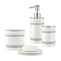 Bathroom Accessories Set, 4-Piece Ceramic Bath Accessory Complete Set with Lotion Dispenser/Soap Pump, Tumbler, Soap Dish and Toothbrush Holder (Rhinestones, White)