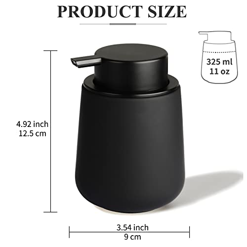 Bosilunlife Ceramic Foaming Soap Dispenser - 12Oz Bathroom Countertop Kitchen Dish Soap Pump Dispenser Foam Soap Dispenser - Rubber Paint Black - color: Rubber Black