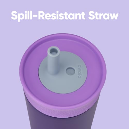 Owala Kids Insulation Stainless Steel Tumbler with Spill Resistant Flexible Straw, Easy to Clean, Kids Water Bottle, Great for Travel, Dishwasher Safe, 12 Oz, Purple (Peacock Palace) - color: Peacock Palace, size: 12 Ounces