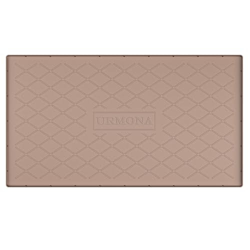 URMONA 40" x 22" Waterproof Silicone Mat in Multiple Sizes & Colors, Under Sink Mat for Kitchen & Bathroom, Pet Food Pad for Dogs & Cats, Kitchen Cabinet Liner, Multi-Purpose for Storage(Khaki) - color: Khaki, size: 22"W x 40"L