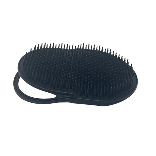 Gents Palm Pocket Shampoo Brush Scalp Massager for Men & Women with Round Bristles, Ergonomic Grip, Made in USA, Black Peine para Cabello