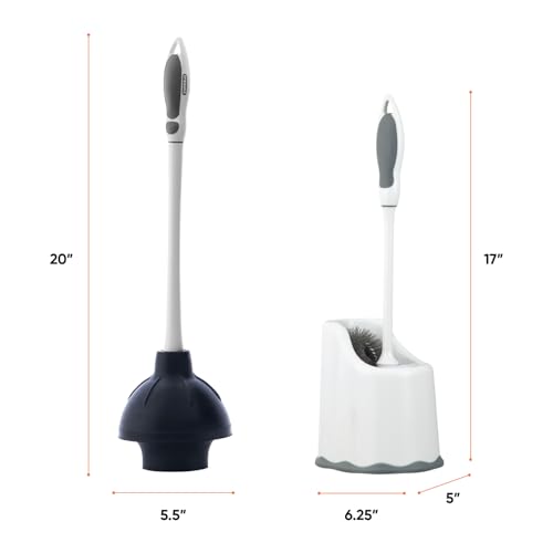 Superio Sink & Toilet Plunger with Toilet Bowl Brush and Holder Set - Dual-Purpose Drain Plunger with Mold-Resistant Rubber Head & Ergonomic Grip - size: Toilet Brush and Plunger Set