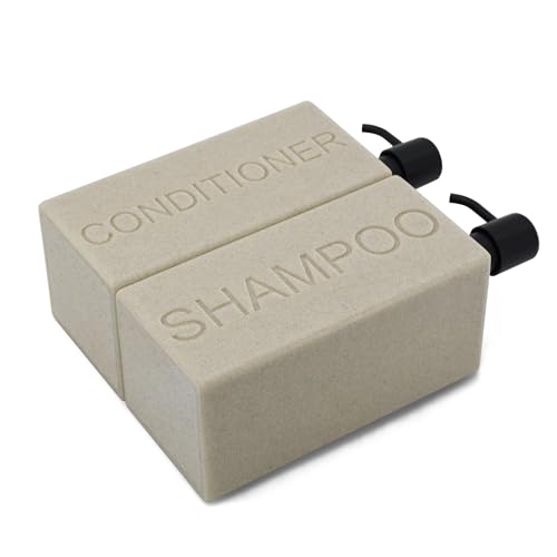 Rectangular Resin Dispenser Premium Bathroom Shampoo Conditioner Body Wash Bottle Modern Refillable Pump Design - color: Tan