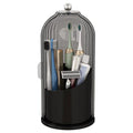 Toothbrush and Toothpaste Holders with Cover, Grey Black | Waterproof and Dustproof, 360° Rotating Base, Smooth Sliding Door, 3 Slots, for Bathroom Countertop - color: Grey Black