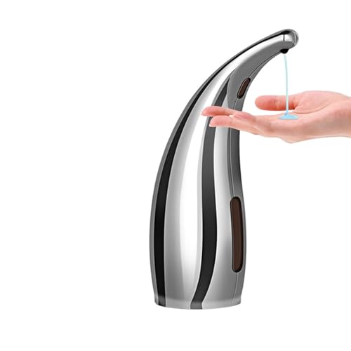 300ml Touchless Automatic Soap Dispenser Silver Magnetic Charging | Infrared Induction 4 Gear Adjustable Liquid Output Minimalist IPX6 Waterproof Design for Kitchen Bathroom Hotel Daily Use - color: Silvery