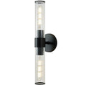 Bathroom Vanity Light Fixtures, Black Wall Sconces in Threaded Glass, Modern Wall Light for Bathroom Living Room Bedroom, Hallway - Bulb Not Included - color: Black-Threaded Glass