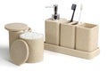 Bathroom Accessories Set, 6 Piece Bathroom Set with Toothbrush Holders, Soap Dispenser, Vanity Tray, Tumbler, Cotton Swab Jars, Bathroom Organizer for Bathroom，Bathroom Sink Sets Travertine Beige - color: Travertine Beige