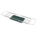 Expandable Bathtub Tray, Stainless Steel Bath Table Tray with Marble Board, Modern Luxury Bathtub Shelf for Bathrooms, Kitchen Sink (Silver + Green) - color: Silver + Green