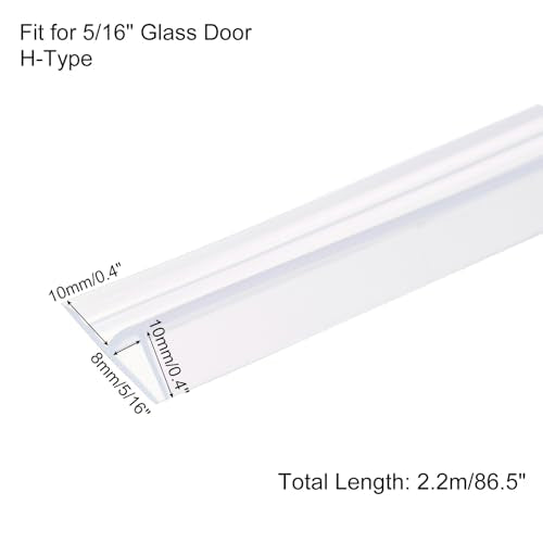 uxcell Shower Door Side Seal, H-Type Shower Door Sweep for 5/16" Glass 86.5" Long Silicone Frameless Glass Door Seal Strip, Stop Shower Leaks, Clear - size: 5/16" Glass 86.5" Long