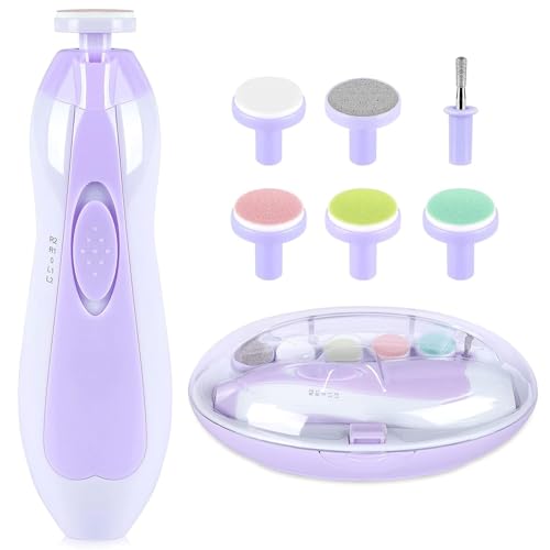 Qunlions life Baby Nail Trimmer Electric, 6 in 1 Baby Nail File Clippers Infant Grooming Kit Manicure Set for Toddler or Adults, Purple - color: Purple Nail Trimmer