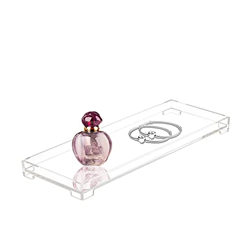 Vanity Bathroom Tray Acrylic Clear Rectangle Decorative Organizer, Small - color: Clear, size: 11.2" x 4.1" x 1"