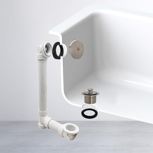 Westbrass Pull & Drain Sch. 40 PVC Bath Waste with One-Hole Top Elbow, Satin Nickel, D49721-07 - color: Satin Nickel, size: 1 Pack