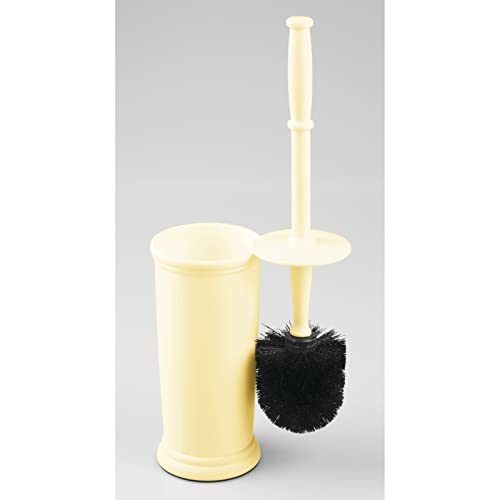 mDesign Toilet Bowl Brush and Holder - Covered Bathroom Brush - Standing Scrubber in Modern Holder - Space Saving, Deep Cleaning for Toilet - Hyde Collection - Light Yellow - color: Light Yellow