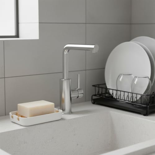Bamboo Fiber Soap Holder & Dish, 2 Pack, White | Bathroom Bar Soap Holder, Sink Deck, Bathtub, Shower Tray - color: 2pcs-white