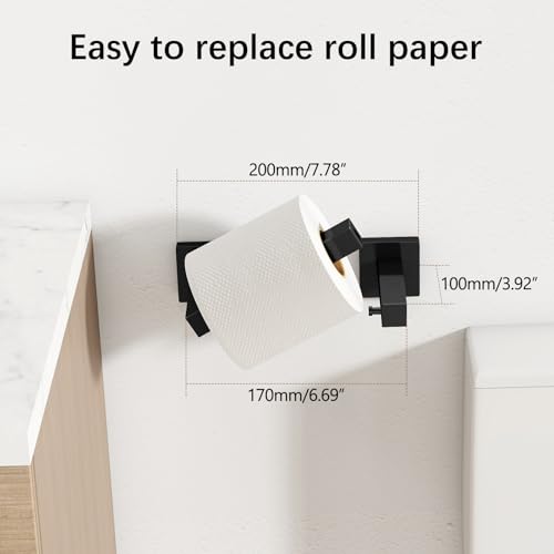 FEILERN Toilet Paper Holder Matte Black, 2 Pack Wall Mount for Bathroom | Square Tissue Paper Holder, Stainless Steel, Double Post Pivoting, Commercial Toilet Paper Dispenser - color: Black, size: 2 Pack