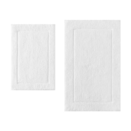 Calvin Klein - Bath Rug Set, Soft & Absorbent Cotton Bath Mats, Modern Bathroom Essentials (Essence White, 2-Piece) - color: Essence White, size: 1'9" x 2'10" (Rectangular)